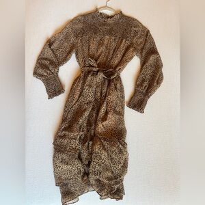 Fate Brown Leopard Long Sleeve Dress